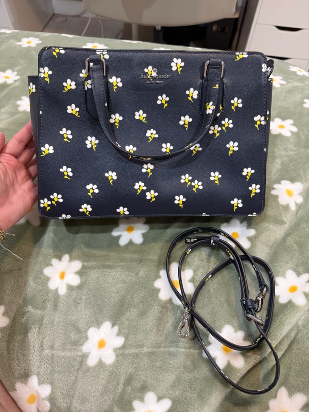 kate spade navy floral print satchel
